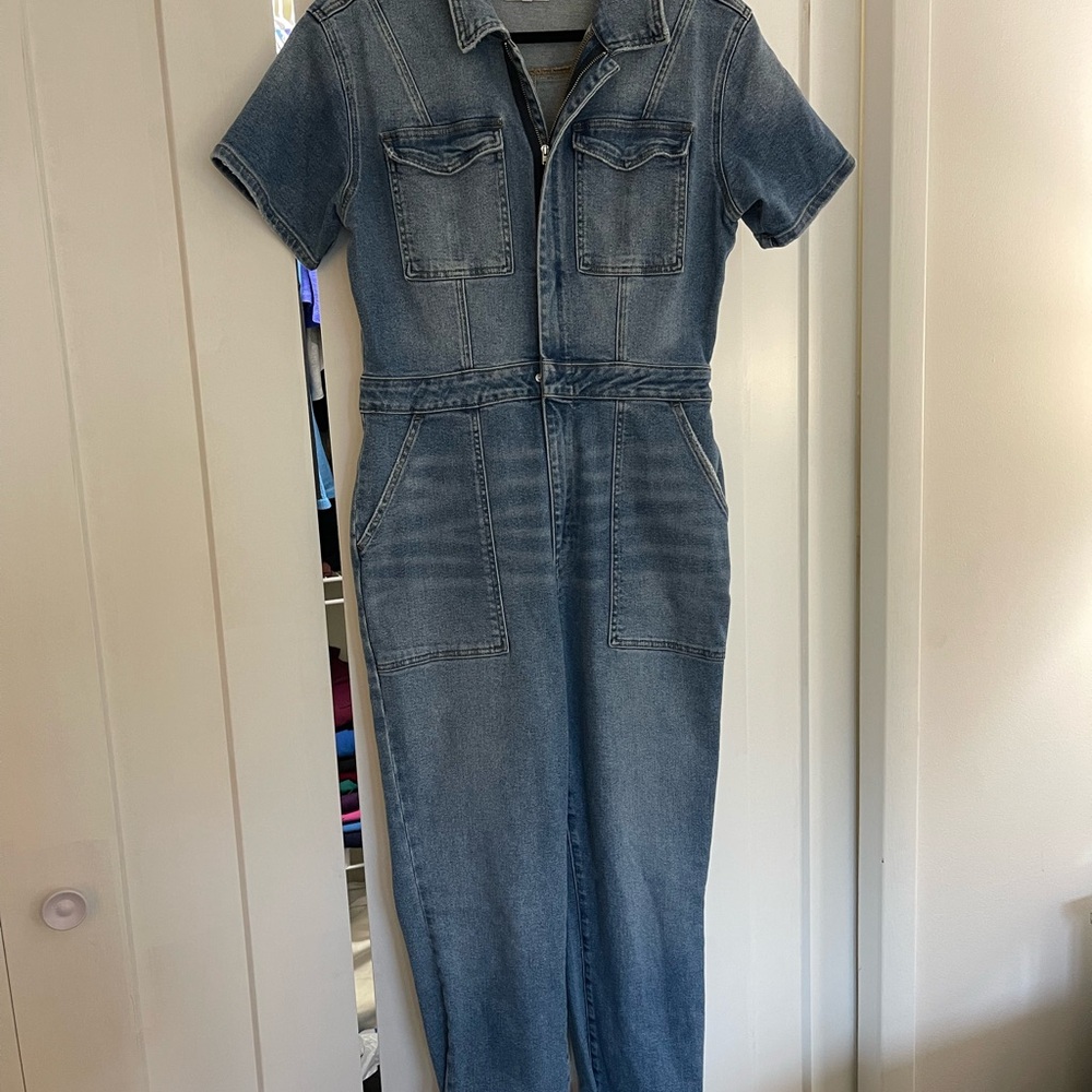 Good American Light Blue Denim Jumpsuit